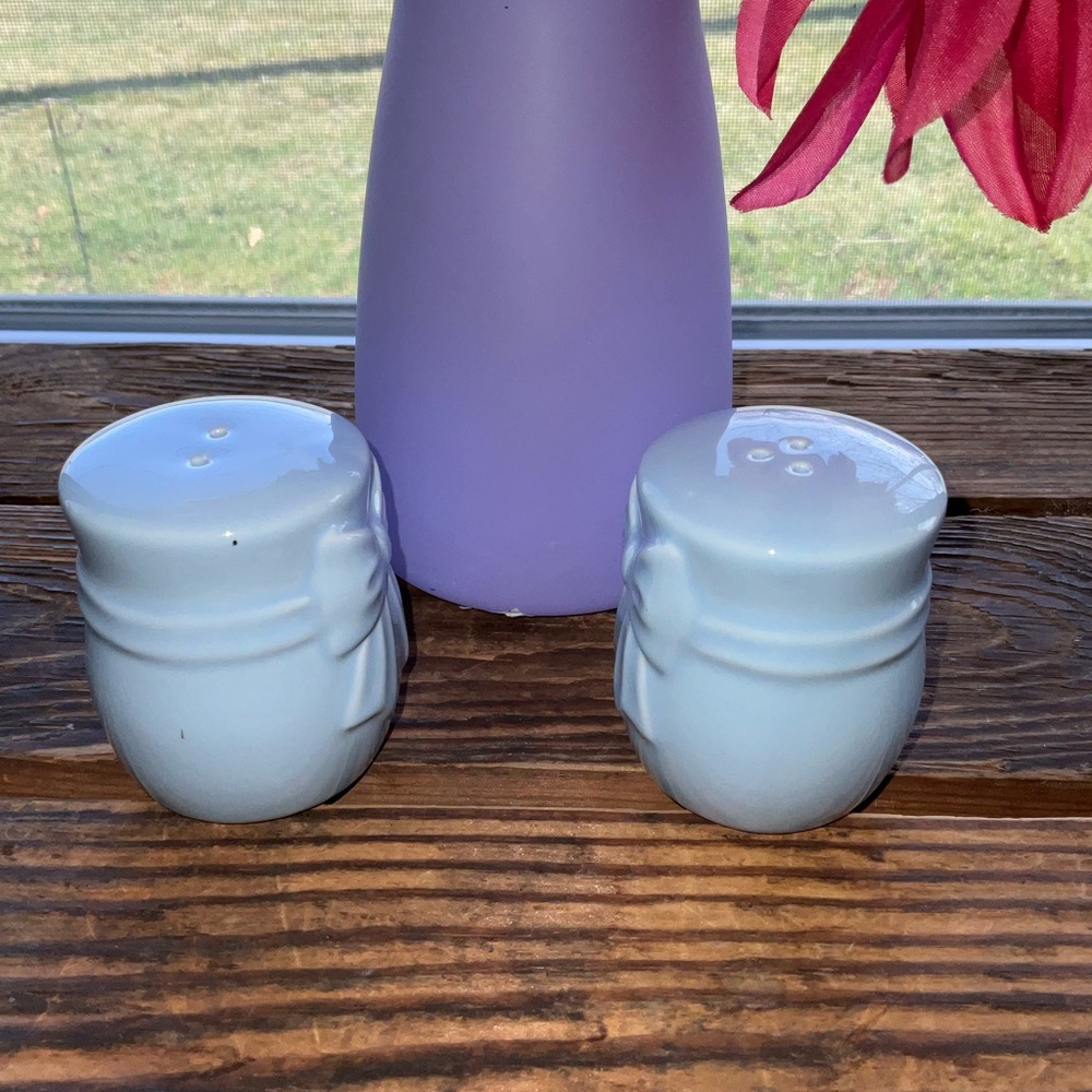 Embossed Blue Bow Salt and Pepper Shakers - New - Picture 2 of 4